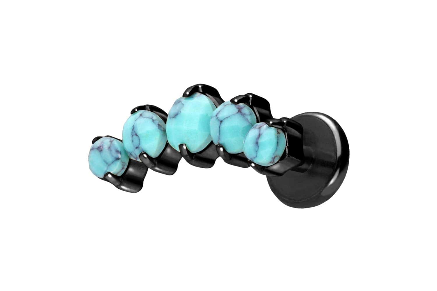 Titan Labret Piercing mit Push Fit 5 SYNTHETISCHE TÜRKISE
